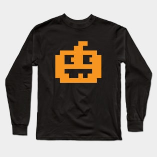 8 Bit Pixel Jack O' Lantern Pumpkin Head Long Sleeve T-Shirt